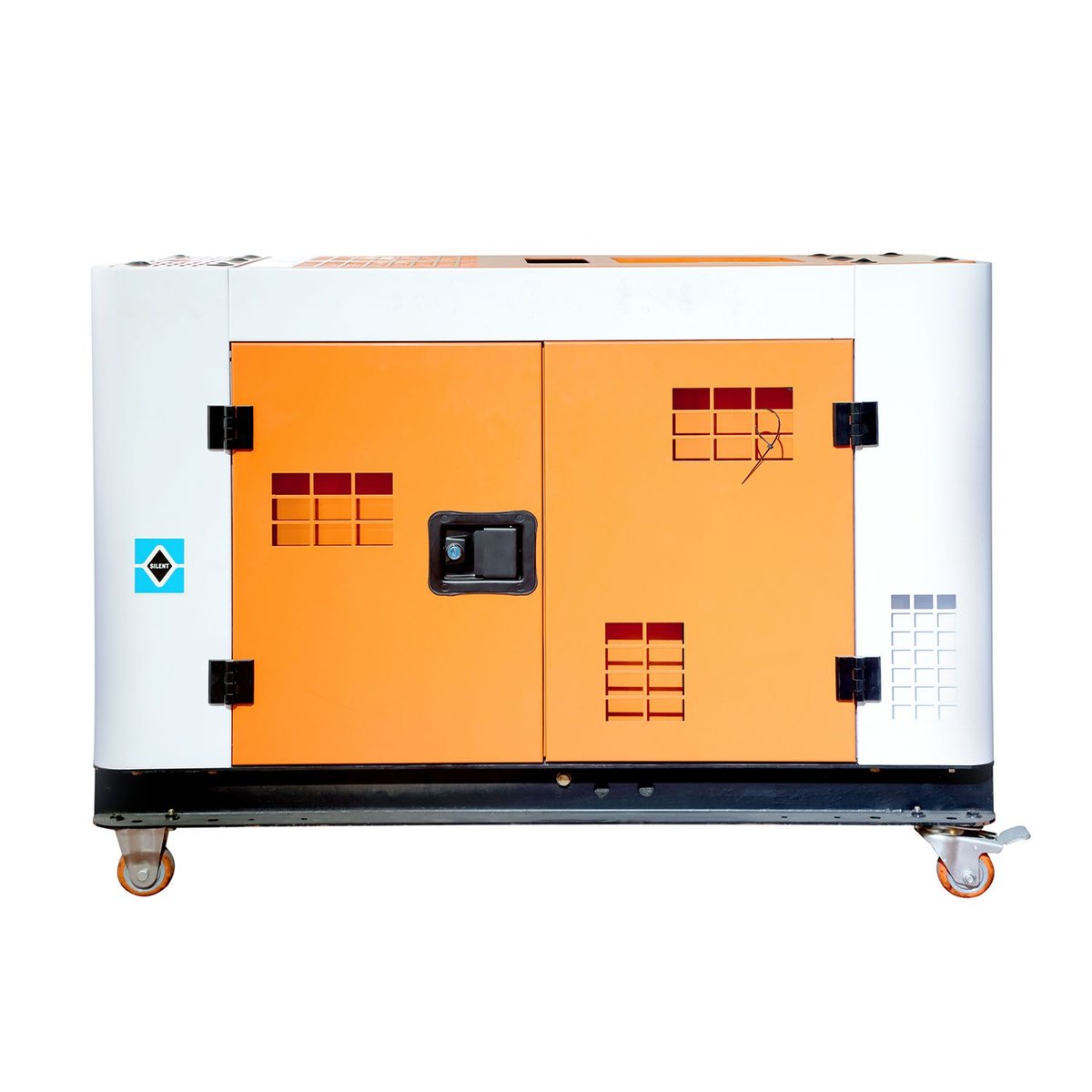 Silent diesel generator with red canopy for rent in Dubai